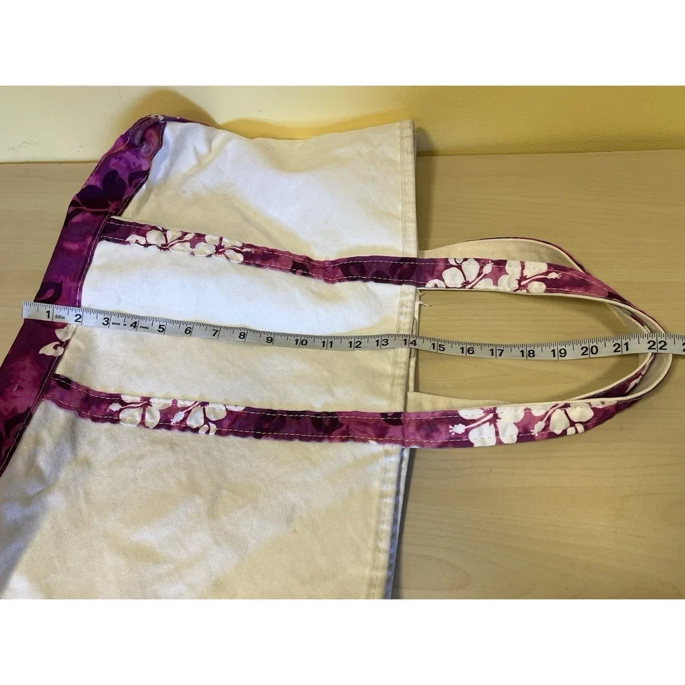 LL Bean Boat & Tote Large Bag Purple Hibiscus Beach Vacay Vintage Rare READ